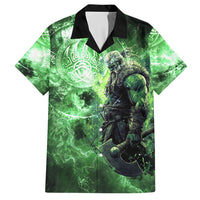 Norse Viking Warrior with Axe Hawaiian Shirt Celtic Knot Nordic Fantasy Lightning Art