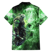 Norse Viking Warrior with Axe Hawaiian Shirt Celtic Knot Nordic Fantasy Lightning Art
