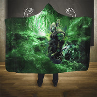 Norse Viking Warrior with Axe Hooded Blanket Celtic Knot Nordic Fantasy Lightning Art