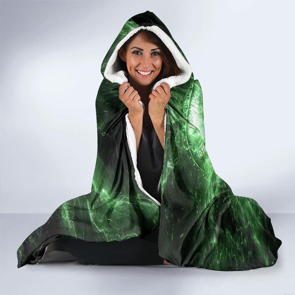 Norse Viking Warrior with Axe Hooded Blanket Celtic Knot Nordic Fantasy Lightning Art