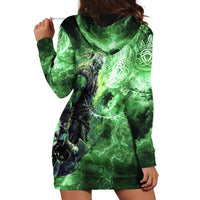 Norse Viking Warrior with Axe Hoodie Dress Celtic Knot Nordic Fantasy Lightning Art