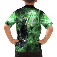 Norse Viking Warrior with Axe Kid Hawaiian Shirt Celtic Knot Nordic Fantasy Lightning Art