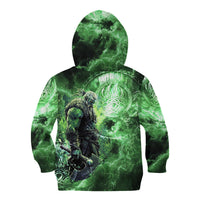 Norse Viking Warrior with Axe Kid Hoodie Celtic Knot Nordic Fantasy Lightning Art