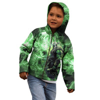 Norse Viking Warrior with Axe Kid Hoodie Celtic Knot Nordic Fantasy Lightning Art