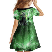 Norse Viking Warrior with Axe Kid Short Sleeve Dress Celtic Knot Nordic Fantasy Lightning Art
