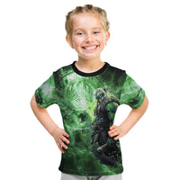 Norse Viking Warrior with Axe Kid T Shirt Celtic Knot Nordic Fantasy Lightning Art