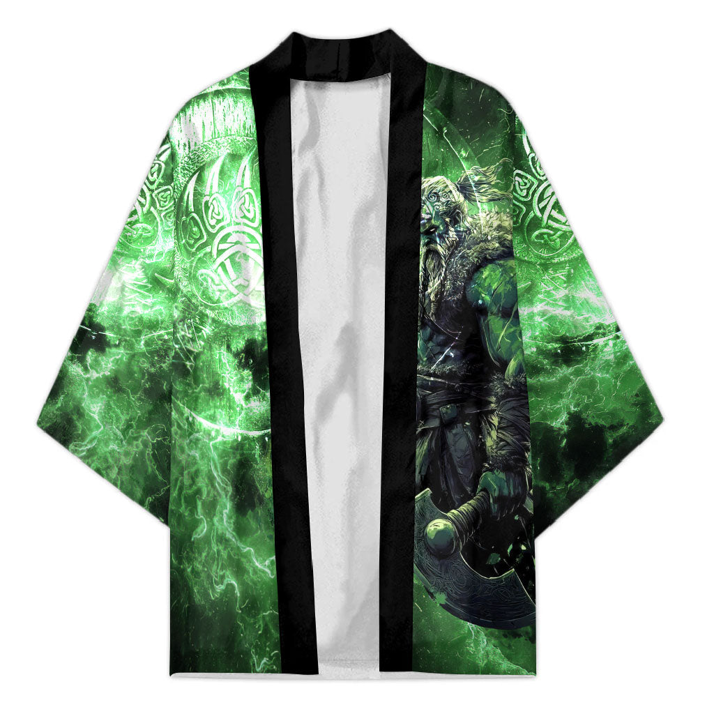 Norse Viking Warrior with Axe Kimono Celtic Knot Nordic Fantasy Lightning Art