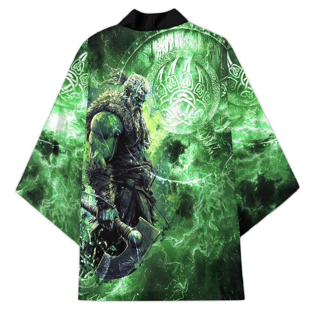 Norse Viking Warrior with Axe Kimono Celtic Knot Nordic Fantasy Lightning Art