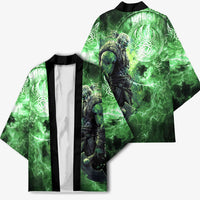 Norse Viking Warrior with Axe Kimono Celtic Knot Nordic Fantasy Lightning Art