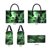 Norse Viking Warrior with Axe Leather Bag Celtic Knot Nordic Fantasy Lightning Art