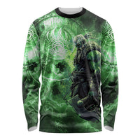 Norse Viking Warrior with Axe Long Sleeve Shirt Celtic Knot Nordic Fantasy Lightning Art