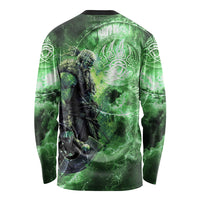Norse Viking Warrior with Axe Long Sleeve Shirt Celtic Knot Nordic Fantasy Lightning Art