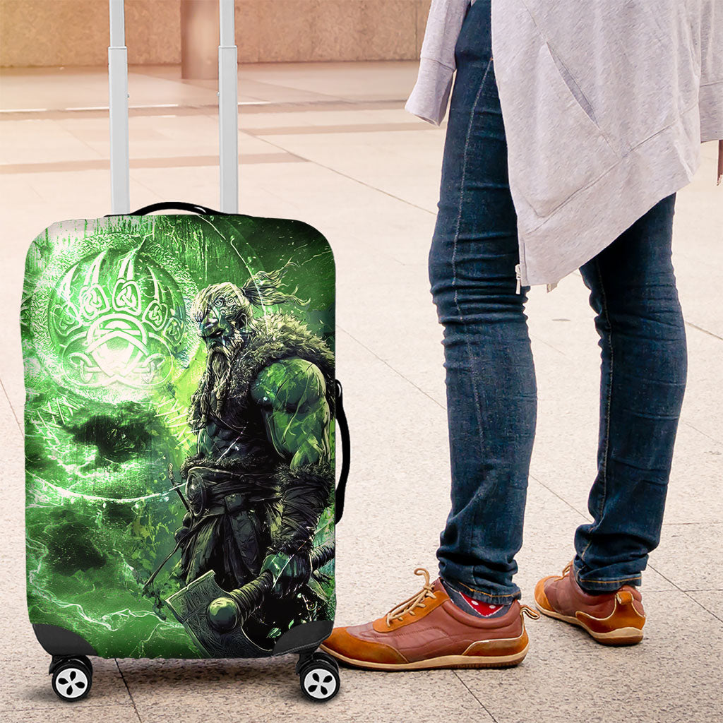Norse Viking Warrior with Axe Luggage Cover Celtic Knot Nordic Fantasy Lightning Art