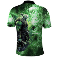 Norse Viking Warrior with Axe Polo Shirt Celtic Knot Nordic Fantasy Lightning Art