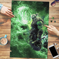 Norse Viking Warrior with Axe Puzzle Celtic Knot Nordic Fantasy Lightning Art