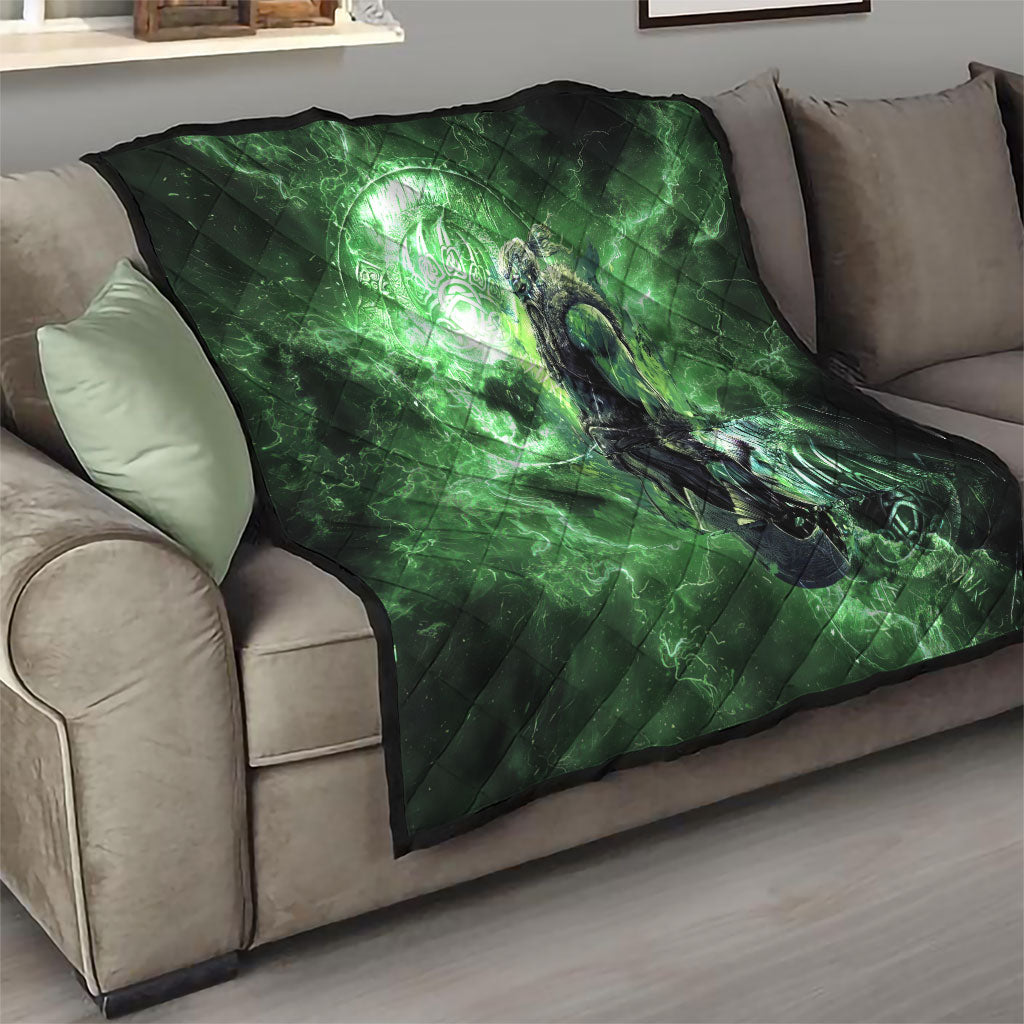 Norse Viking Warrior with Axe Quilt Celtic Knot Nordic Fantasy Lightning Art