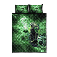 Norse Viking Warrior with Axe Quilt Bed Set Celtic Knot Nordic Fantasy Lightning Art