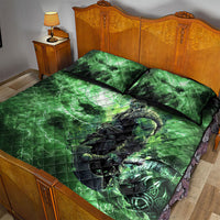Norse Viking Warrior with Axe Quilt Bed Set Celtic Knot Nordic Fantasy Lightning Art