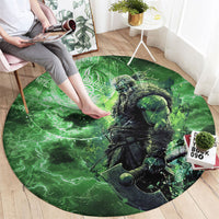 Norse Viking Warrior with Axe Round Carpet Celtic Knot Nordic Fantasy Lightning Art