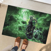 Norse Viking Warrior with Axe Rubber Doormat Celtic Knot Nordic Fantasy Lightning Art