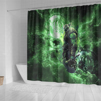 Norse Viking Warrior with Axe Shower Curtain Celtic Knot Nordic Fantasy Lightning Art