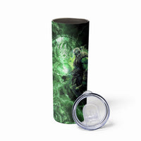 Norse Viking Warrior with Axe Skinny Tumbler Celtic Knot Nordic Fantasy Lightning Art