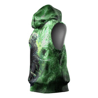 Norse Viking Warrior with Axe Sleeveless Hoodie Celtic Knot Nordic Fantasy Lightning Art