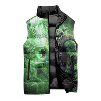 Norse Viking Warrior with Axe Sleeveless Puffer Jacket Celtic Knot Nordic Fantasy Lightning Art