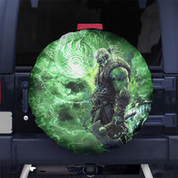 Norse Viking Warrior with Axe Spare Tire Cover Celtic Knot Nordic Fantasy Lightning Art