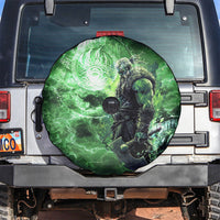 Norse Viking Warrior with Axe Spare Tire Cover Celtic Knot Nordic Fantasy Lightning Art