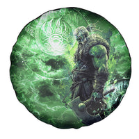 Norse Viking Warrior with Axe Spare Tire Cover Celtic Knot Nordic Fantasy Lightning Art