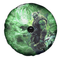 Norse Viking Warrior with Axe Spare Tire Cover Celtic Knot Nordic Fantasy Lightning Art