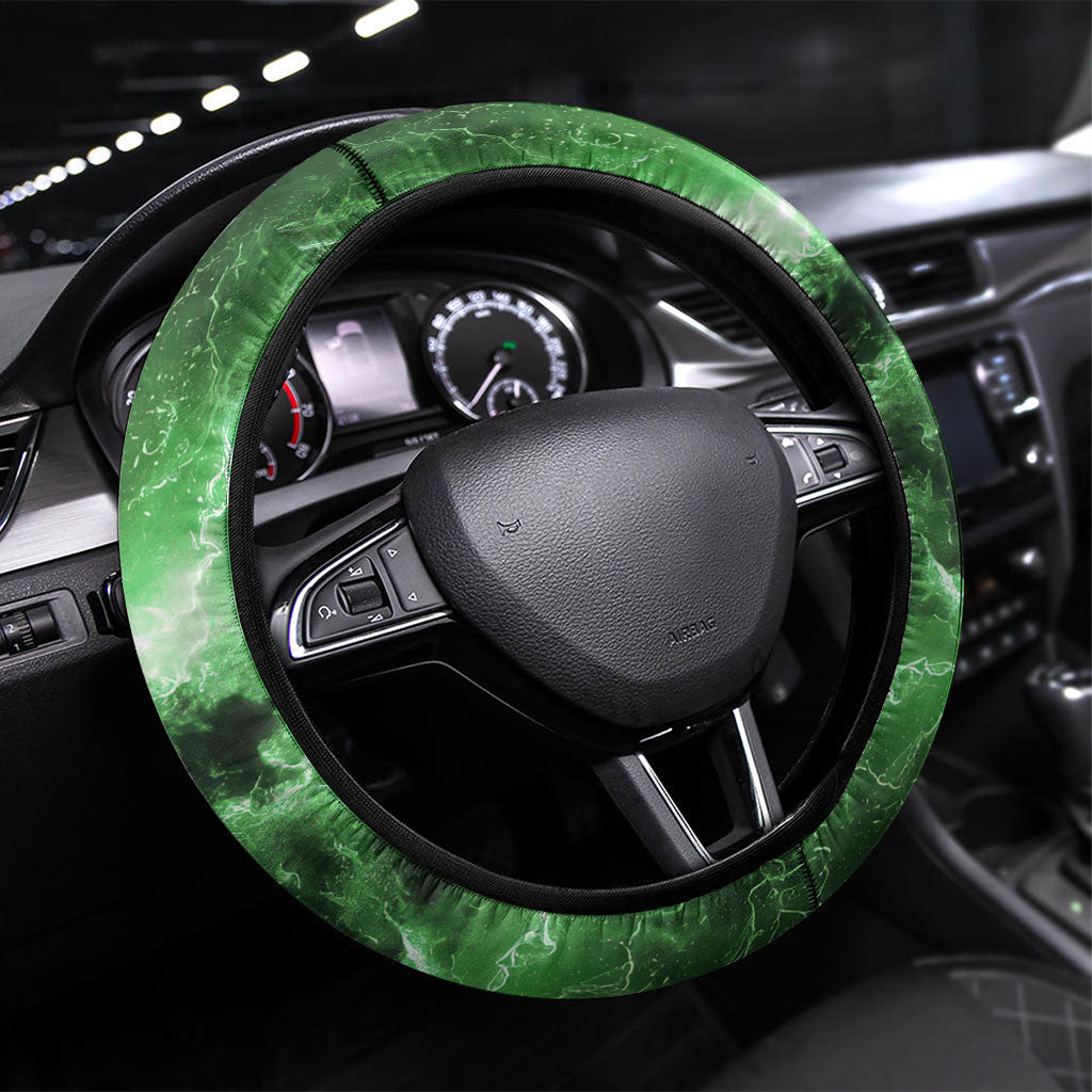Norse Viking Warrior with Axe Steering Wheel Cover Celtic Knot Nordic Fantasy Lightning Art