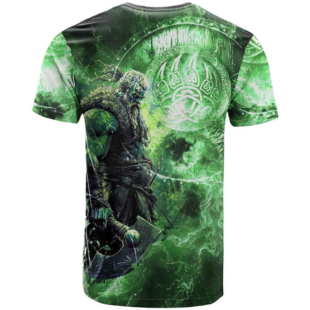 Norse Viking Warrior with Axe T Shirt Celtic Knot Nordic Fantasy Lightning Art