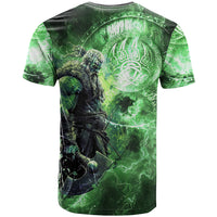 Norse Viking Warrior with Axe T Shirt Celtic Knot Nordic Fantasy Lightning Art