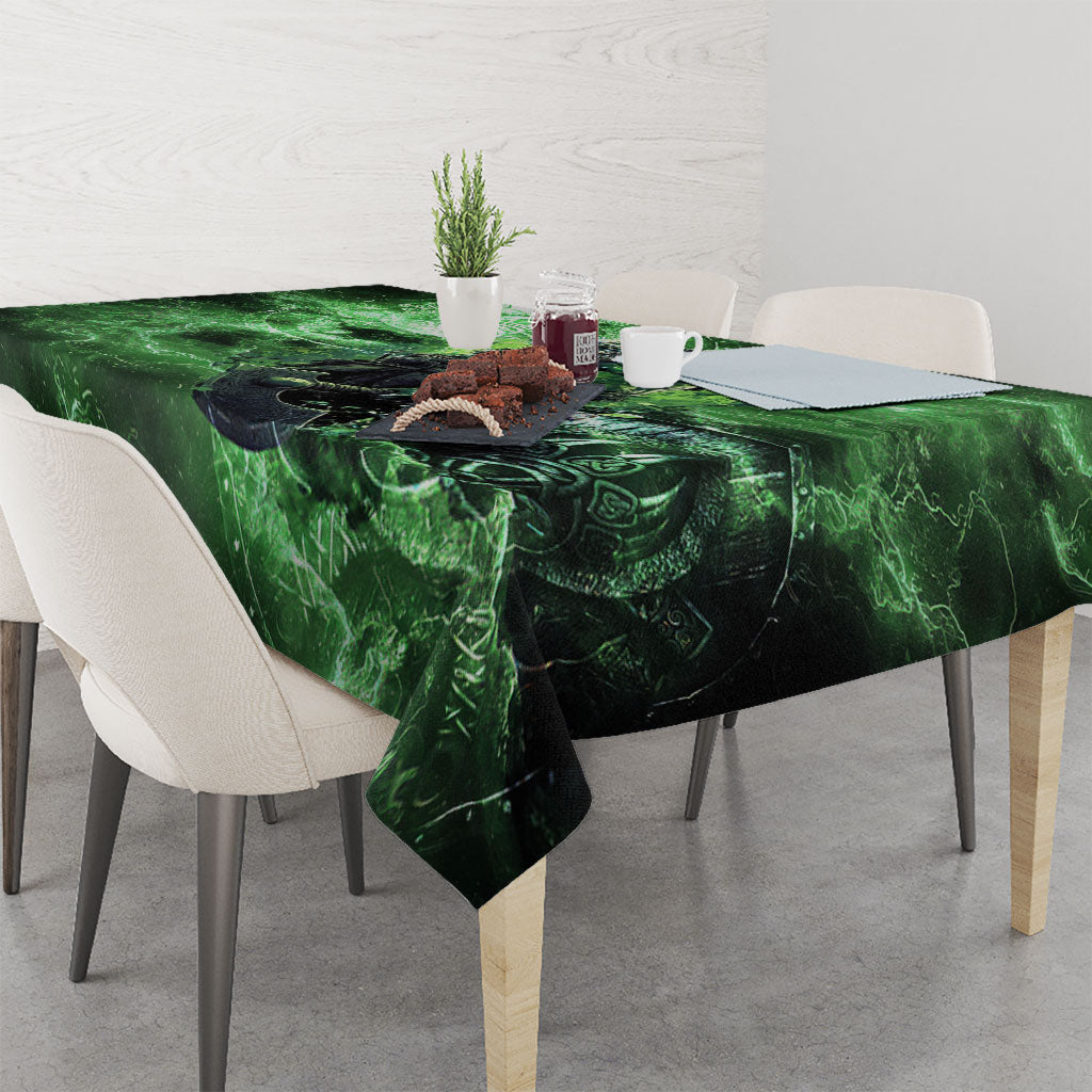 Norse Viking Warrior with Axe Tablecloth Celtic Knot Nordic Fantasy Lightning Art