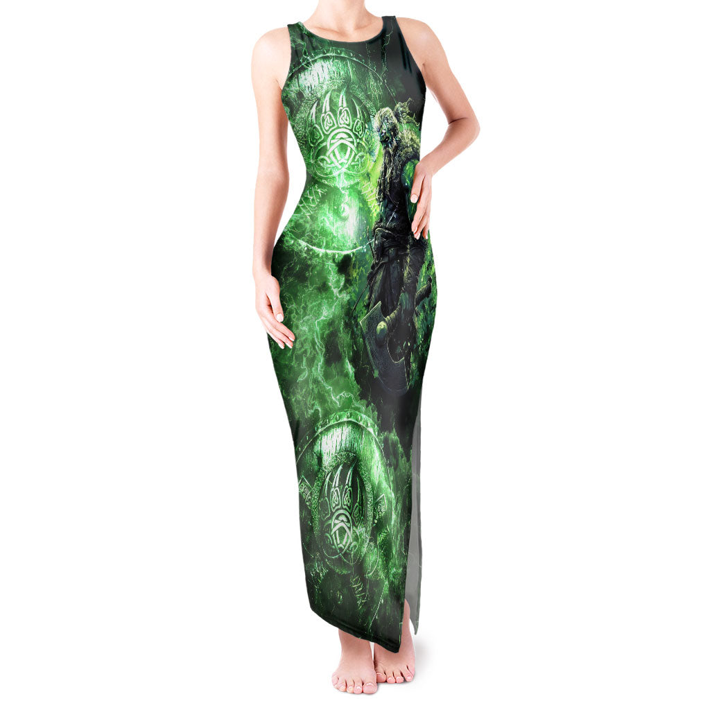 Norse Viking Warrior with Axe Tank Maxi Dress Celtic Knot Nordic Fantasy Lightning Art