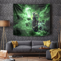 Norse Viking Warrior with Axe Tapestry Celtic Knot Nordic Fantasy Lightning Art