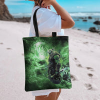 Norse Viking Warrior with Axe Tote Bag Celtic Knot Nordic Fantasy Lightning Art