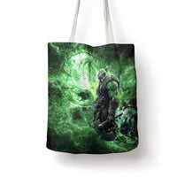 Norse Viking Warrior with Axe Tote Bag Celtic Knot Nordic Fantasy Lightning Art