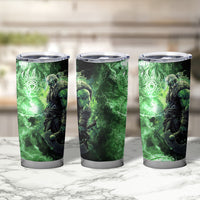 Norse Viking Warrior with Axe Tumbler Cup Celtic Knot Nordic Fantasy Lightning Art