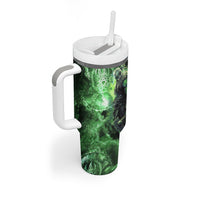 Norse Viking Warrior with Axe Tumbler With Handle Celtic Knot Nordic Fantasy Lightning Art