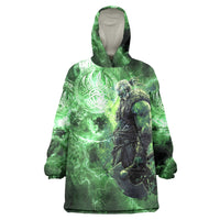 Norse Viking Warrior with Axe Wearable Blanket Hoodie Celtic Knot Nordic Fantasy Lightning Art