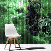 Norse Viking Warrior with Axe Window Curtain Celtic Knot Nordic Fantasy Lightning Art