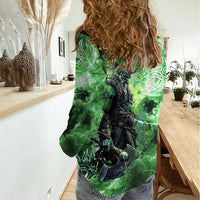Norse Viking Warrior with Axe Women Casual Shirt Celtic Knot Nordic Fantasy Lightning Art