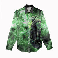 Norse Viking Warrior with Axe Women Casual Shirt Celtic Knot Nordic Fantasy Lightning Art