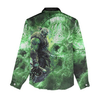 Norse Viking Warrior with Axe Women Casual Shirt Celtic Knot Nordic Fantasy Lightning Art