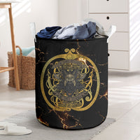 Viking Warrior Guardian Quote Laundry Basket Runic Circle Odin Ravens Mythology Dark Gold
