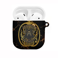 Viking Warrior Guardian Quote AirPods Case Runic Circle Odin Ravens Mythology Dark Gold