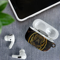 Viking Warrior Guardian Quote AirPods Case Runic Circle Odin Ravens Mythology Dark Gold